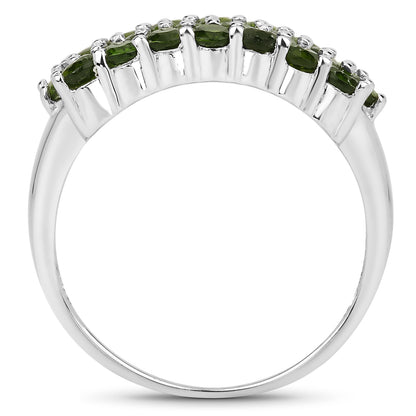 Genuine Chrome Diopside Sterling Silver Cluster Ring