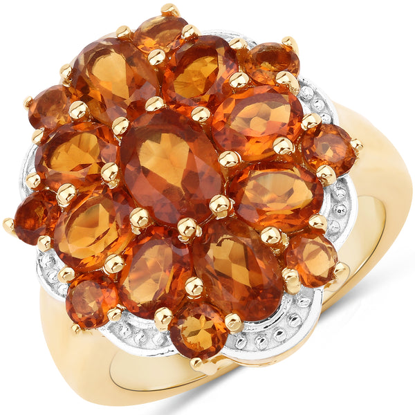 Genuine 14K Yellow Gold Plated Madeira Citrine Sterling Silver Ring