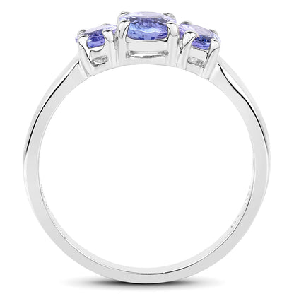 Genuine Tanzanite Sterling Silver Graduated Ring