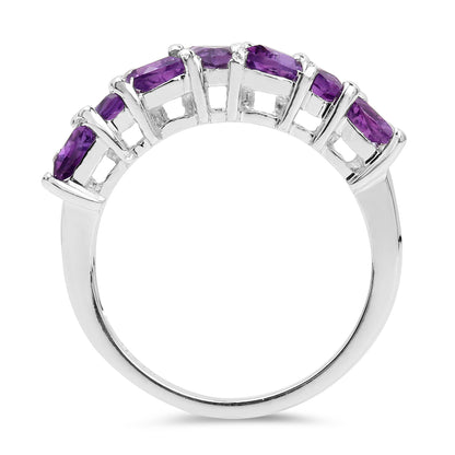 Genuine Amethyst Sterling Silver Graduated Ring