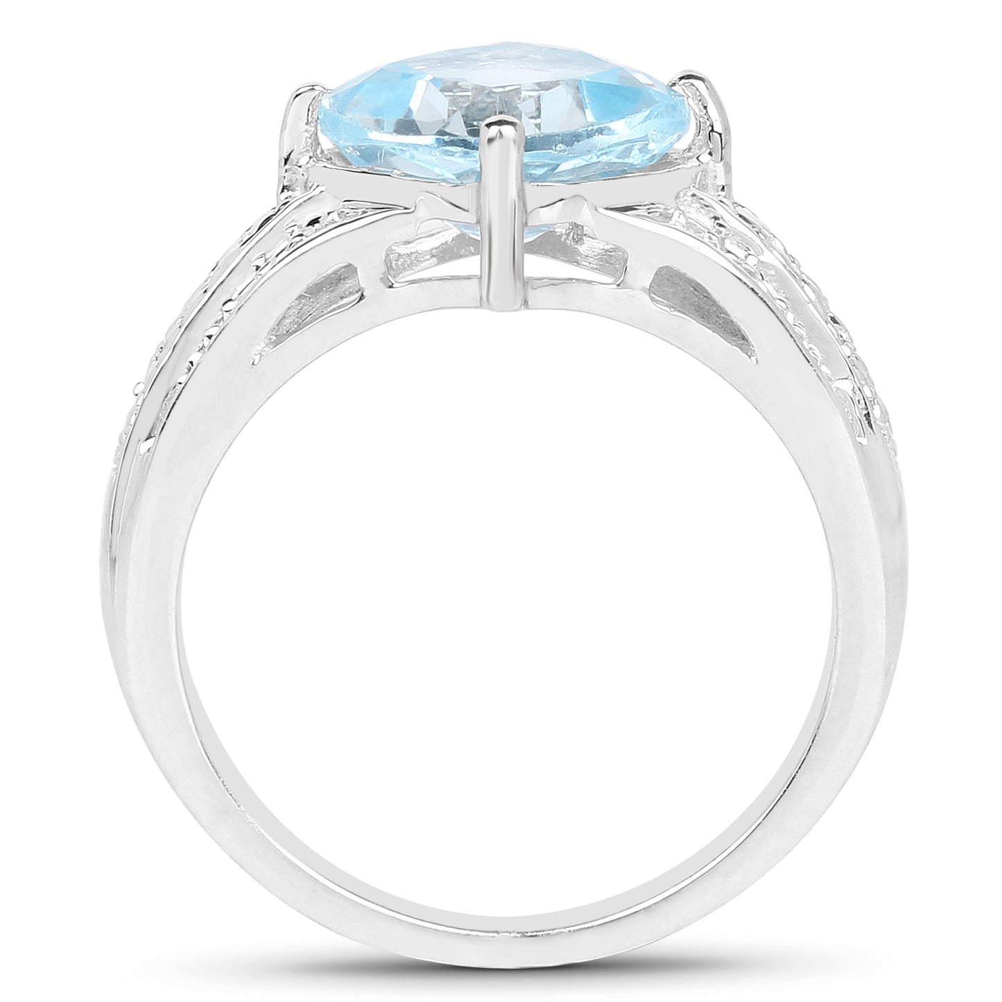 Genuine Blue Topaz Sterling Silver Solitaire Ring