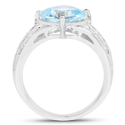 Genuine Blue Topaz Sterling Silver Solitaire Ring