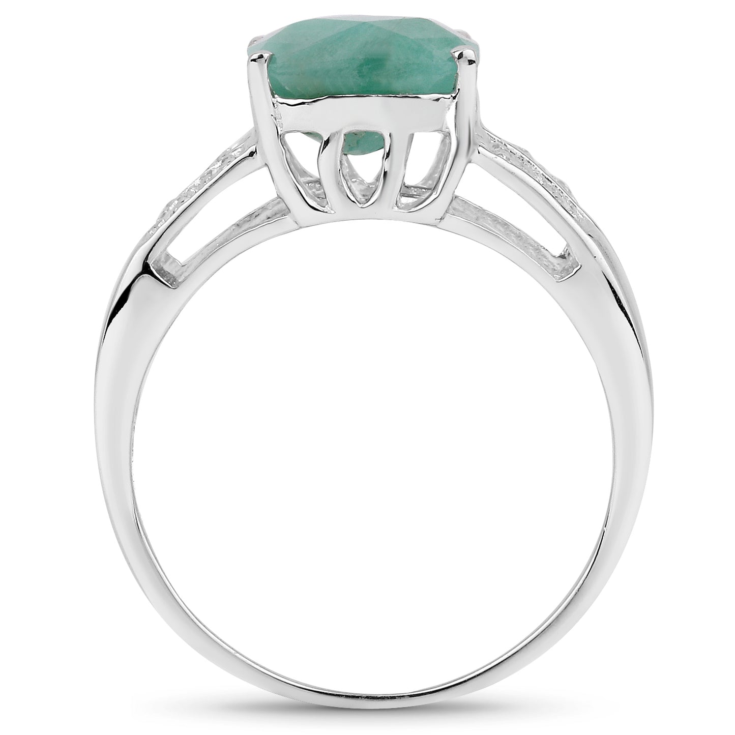 Dyed Emerald and White Topaz Sterling Silver Graduated Ring