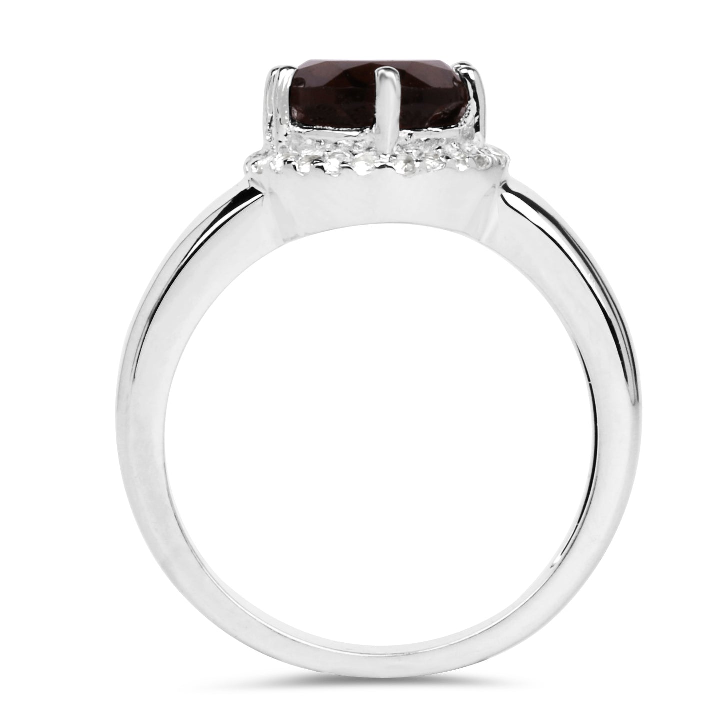 Genuine Smoky Quartz and White Topaz Sterling Silver Solitaire Ring