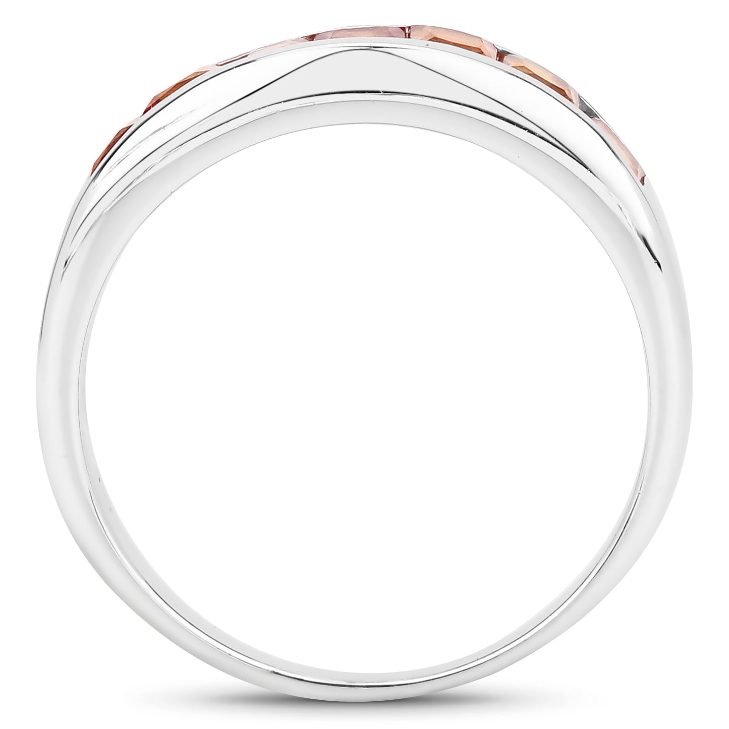 Genuine Orange Sapphire Sterling Silver Band Ring