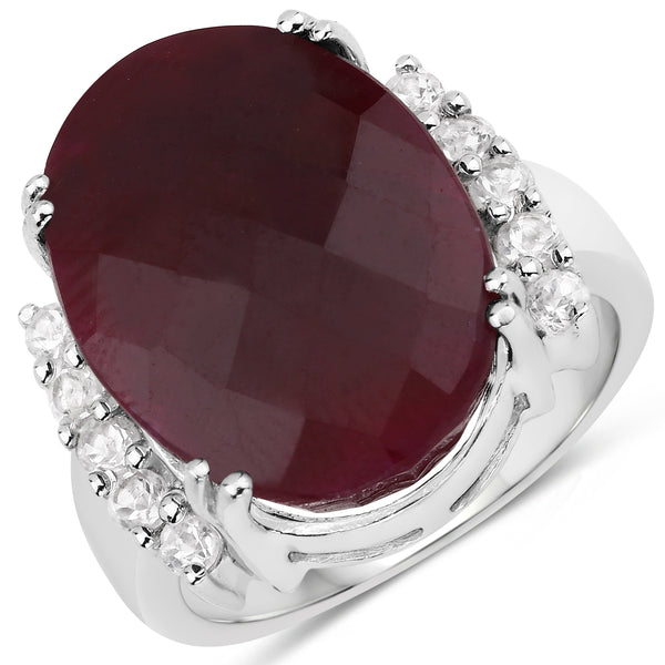 Dyed Ruby and White Topaz Sterling Silver Graduated Ring