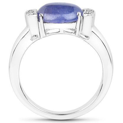 Genuine Tanzanite and White Topaz Bridge Sterling Silver Graduated Ring