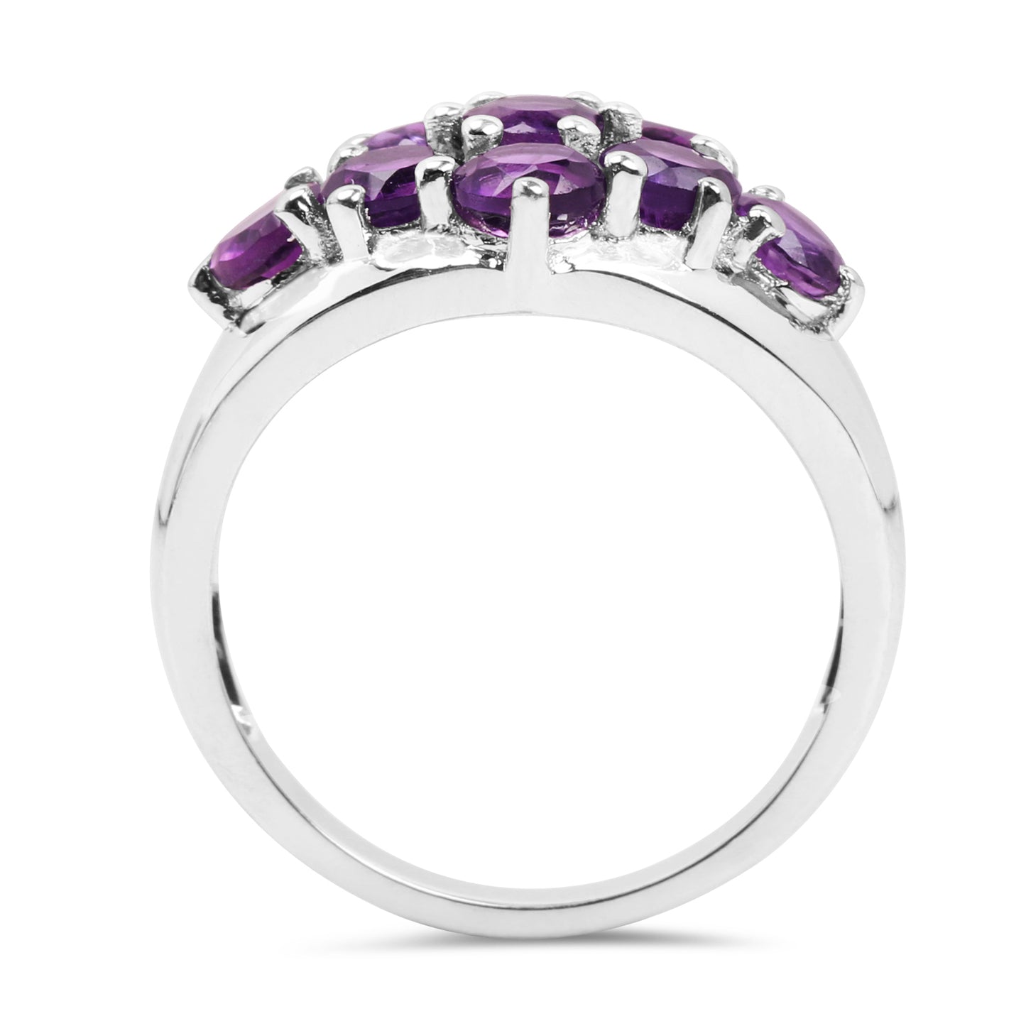 Genuine Amethyst Sterling Silver Graduated Ring