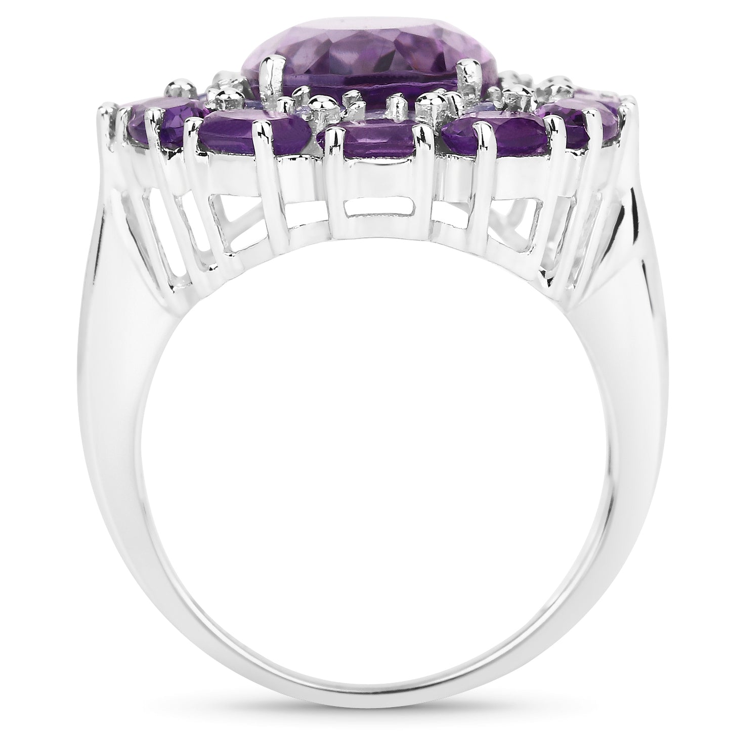 Genuine Amethyst and Tanzanite Sterling Silver Graduated Ring