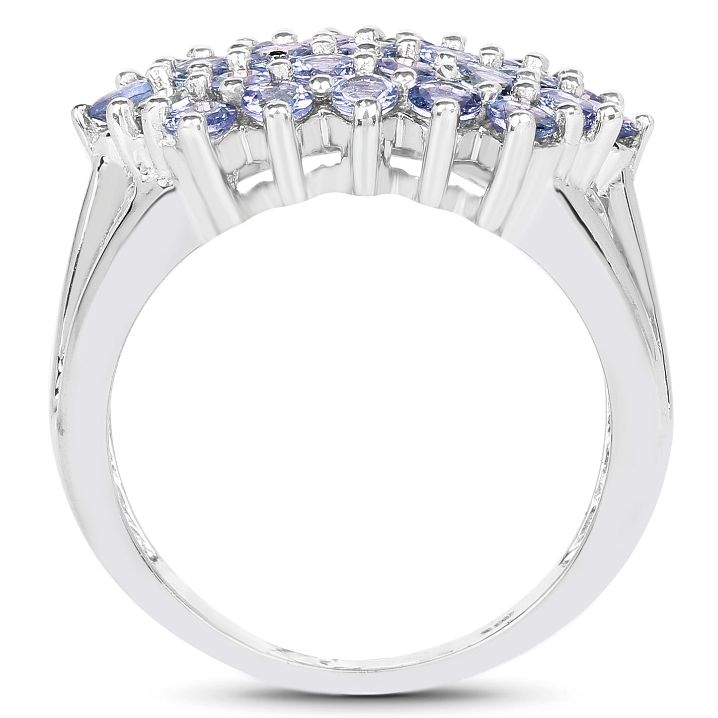 Genuine Tanzanite Sterling Silver Cluster Ring