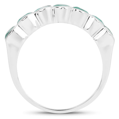 Genuine Emerald Sterling Silver Graduated Ring