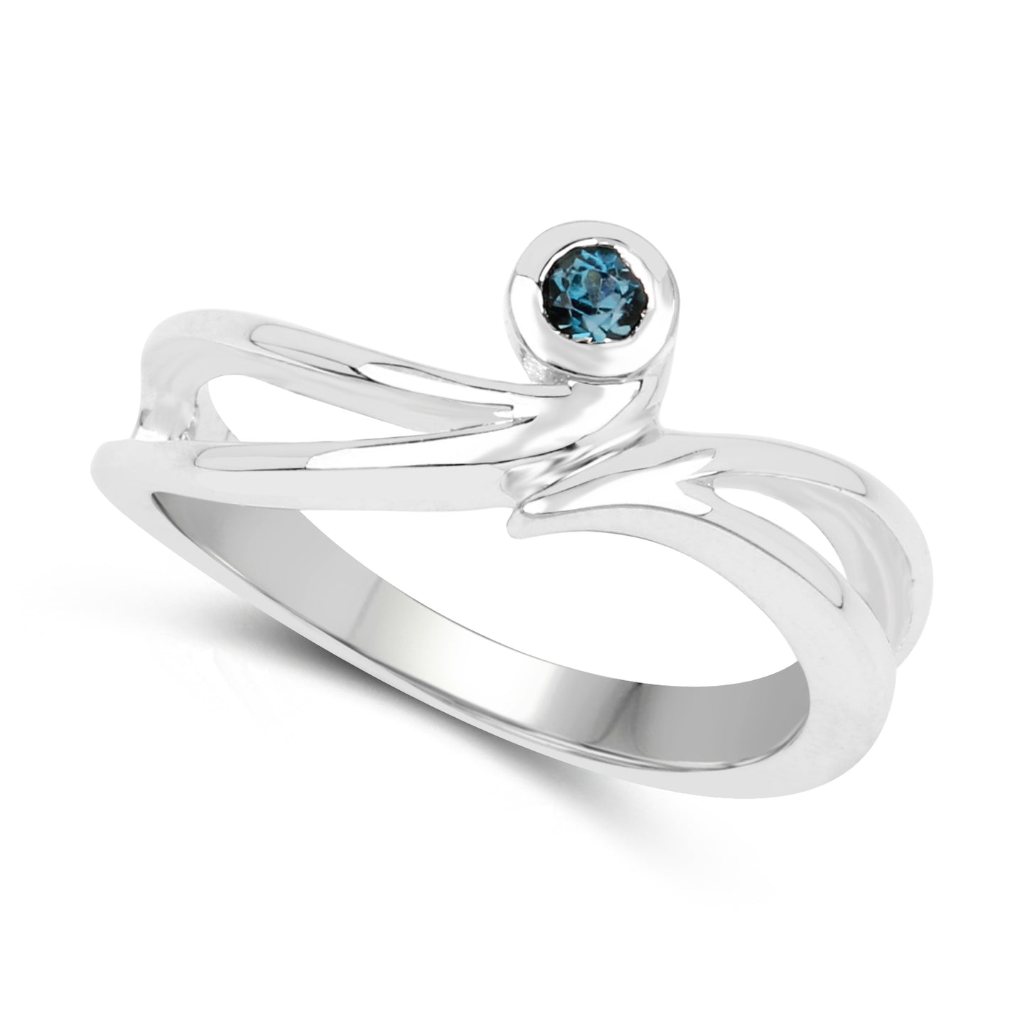 Genuine London Blue Topaz Sterling Silver Graduated Ring