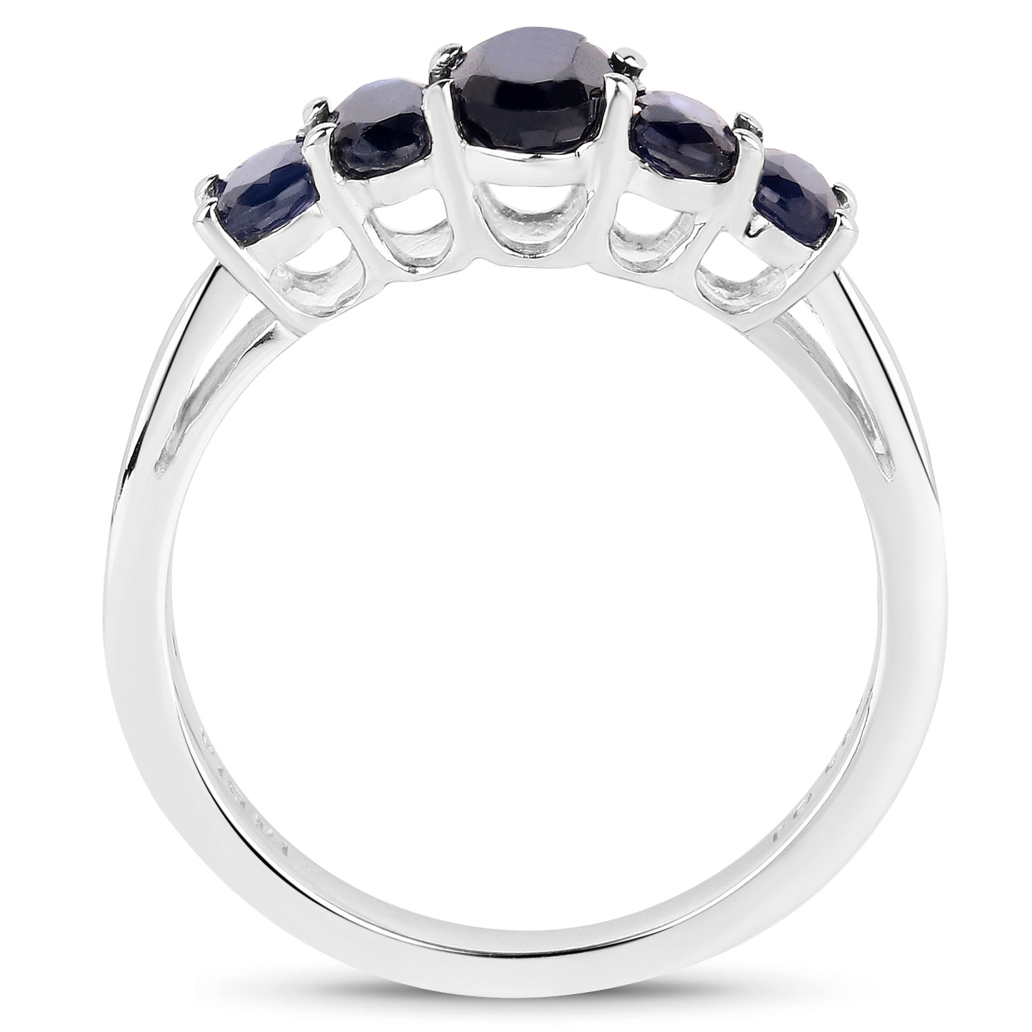 Genuine Blue Sapphire Graduated Sterling Silver Graduated Ring