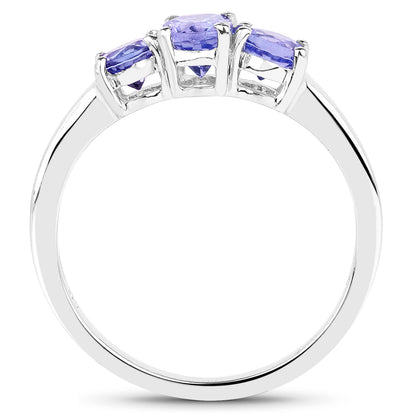 Genuine Tanzanite Sterling Silver 3-Stone Graduated Ring