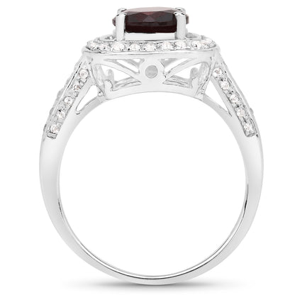 Genuine Garnet and White Topaz Sterling Silver Graduated Ring