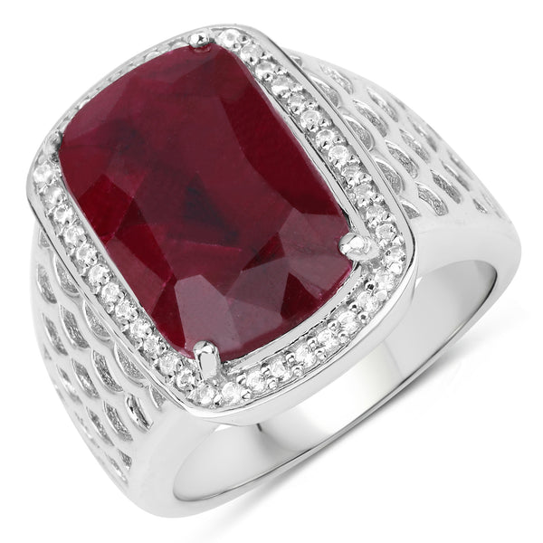 Dyed Ruby and White Topaz Sterling Silver Filigree Ring