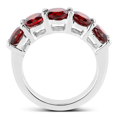 Genuine Garnet Sterling Silver 5-Stone Graduated Ring