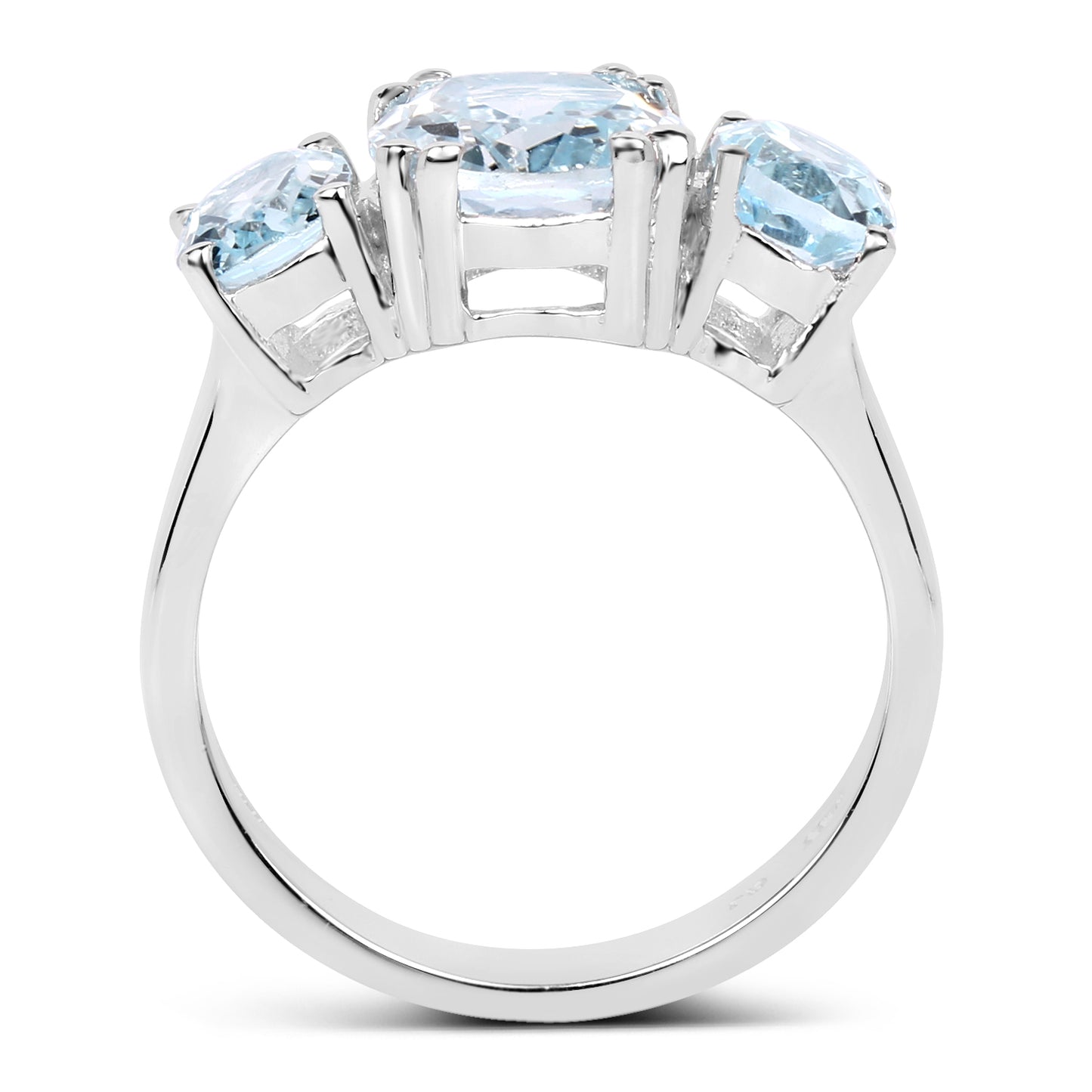 Genuine Blue Topaz Sterling Silver 3-Stone Ring