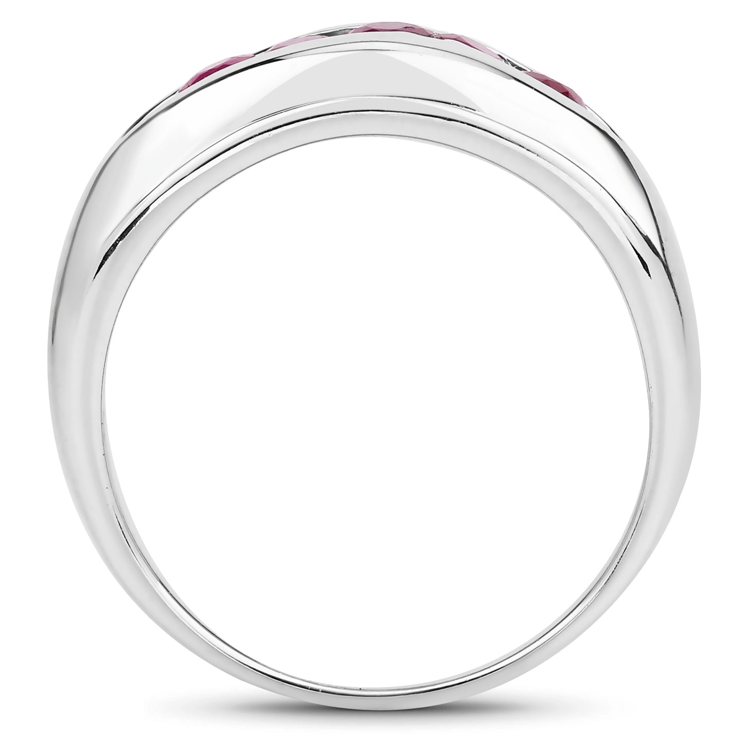 Genuine Ruby Sterling Silver 5-Stone Graduated Ring