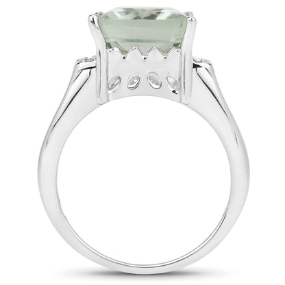 Genuine 14K Yellow Gold Plated Green Amethyst and White Topaz Sterling Silver Bold Ring