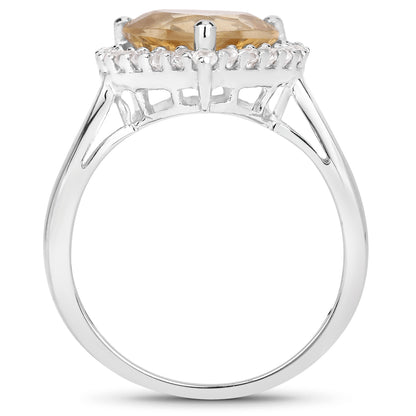 Genuine Heart-Shaped Citrine and White Topaz Sterling Silver Graduated Ring