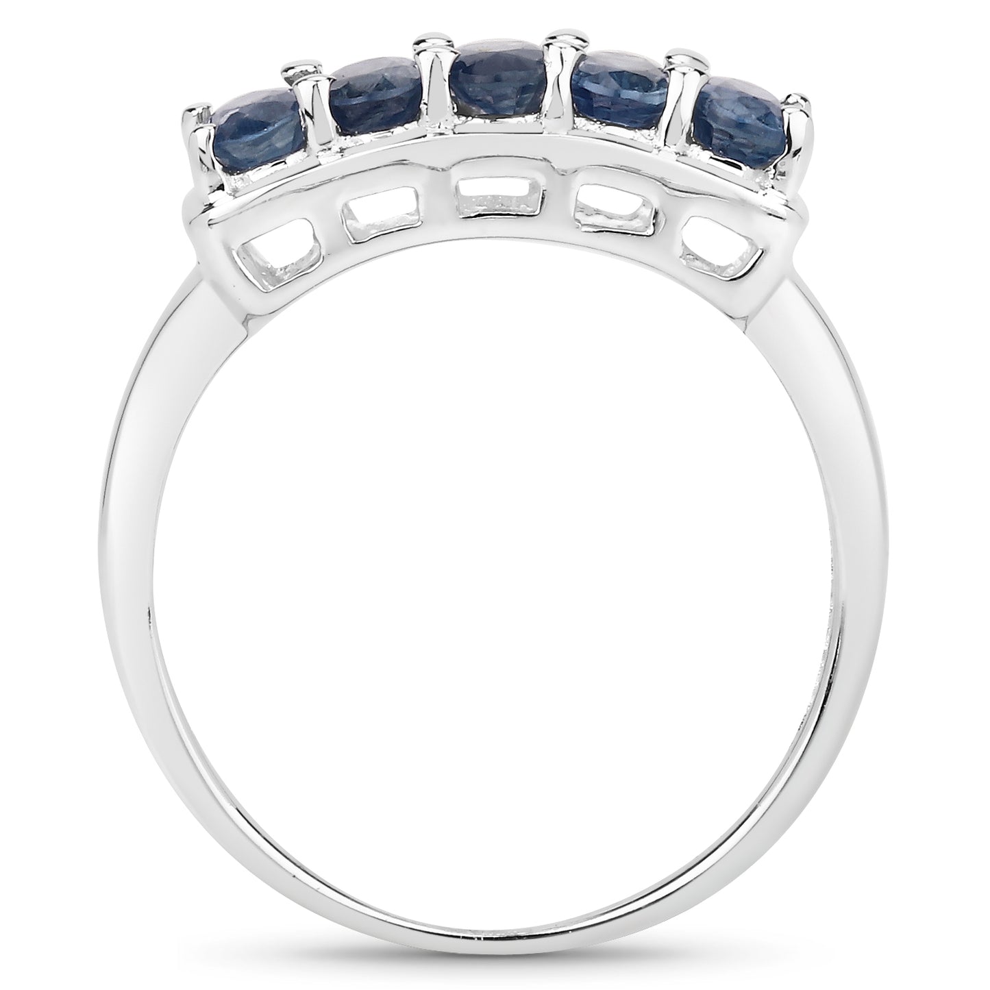 Genuine Blue Sapphire Sterling Silver 5-Stone Ring