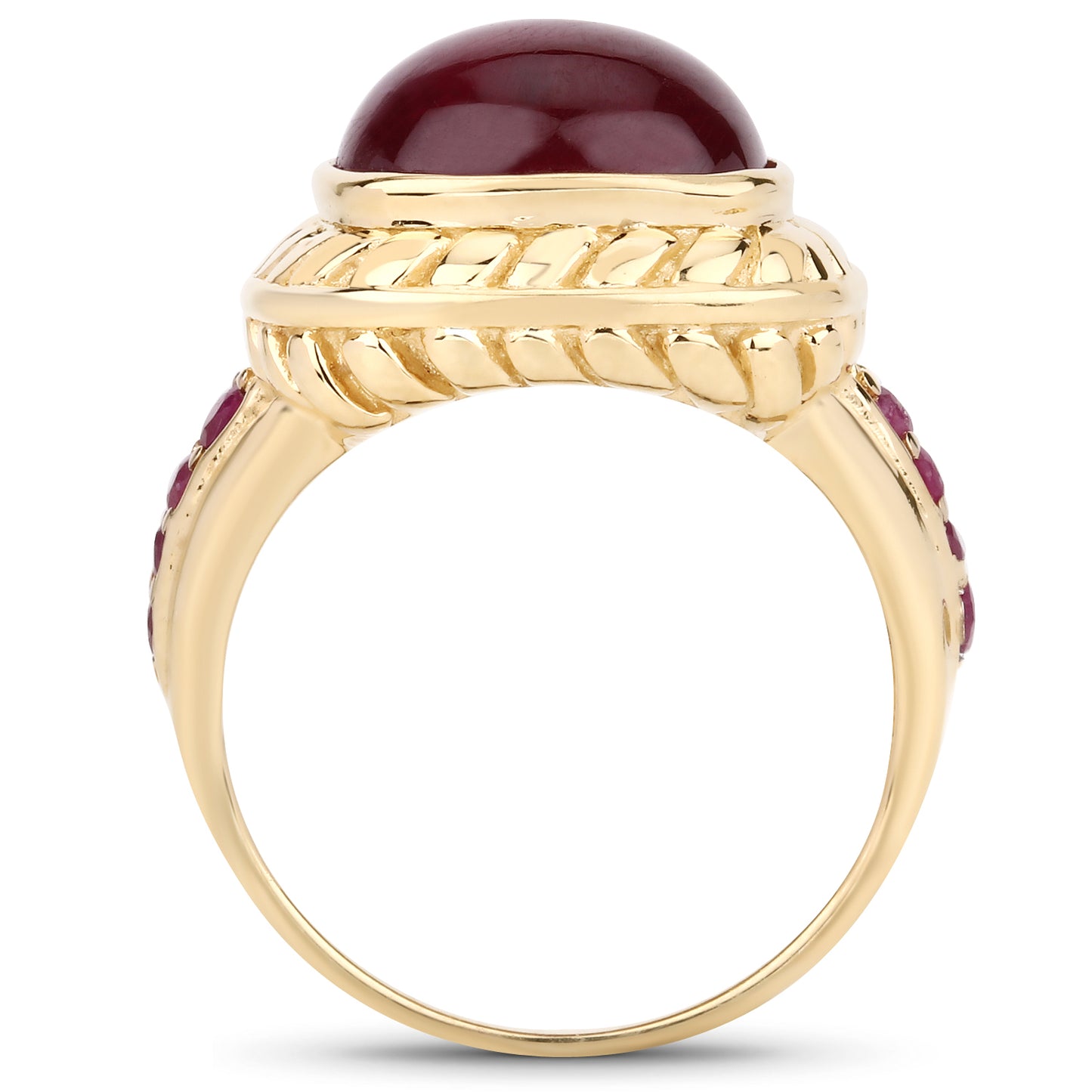 14K Rose Gold Plated Glass Filled Ruby Sterling Silver Bridge Ring