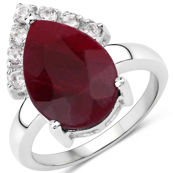 Dyed Ruby and White Topaz Sterling Silver Ring