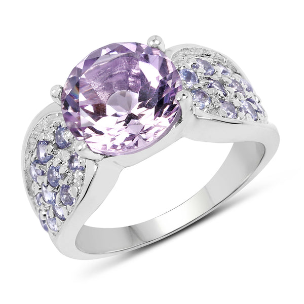 Genuine Amethyst and Tanzanite Sterling Silver Bridge Ring