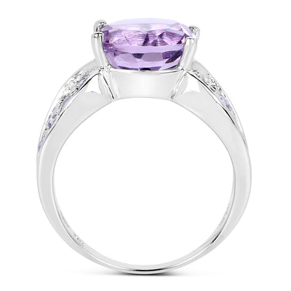 Genuine Amethyst and Tanzanite Sterling Silver Bridge Ring