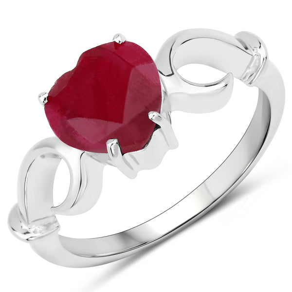 Dyed Ruby Sterling Silver Solitaire Ring