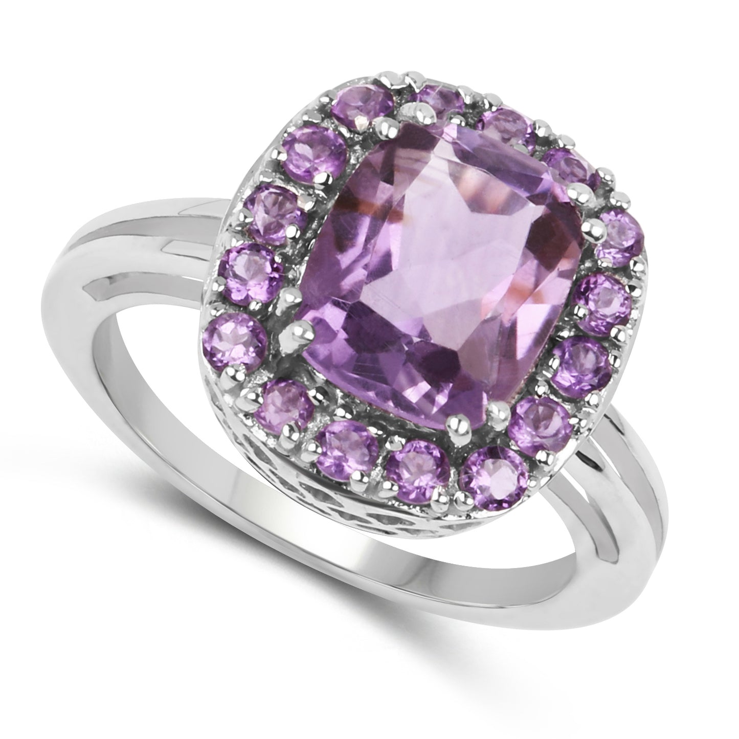 Genuine Amethyst Sterling Silver Graduated Ring