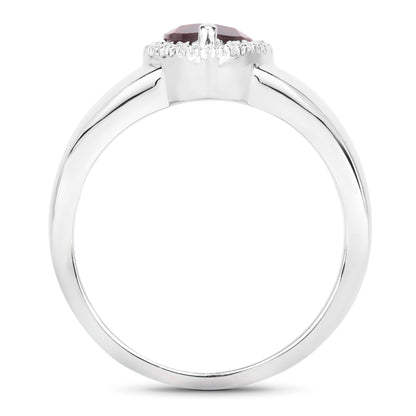 Genuine Garnet and White Topaz Sterling Silver Graduated Ring