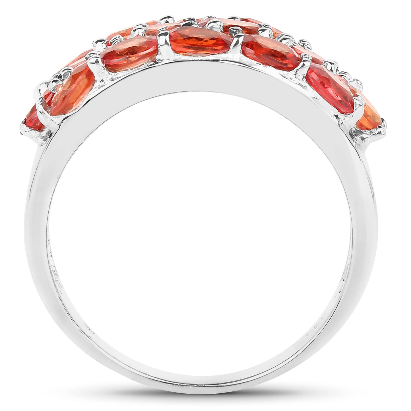 Genuine Orange Sapphire Sterling Silver Band Ring