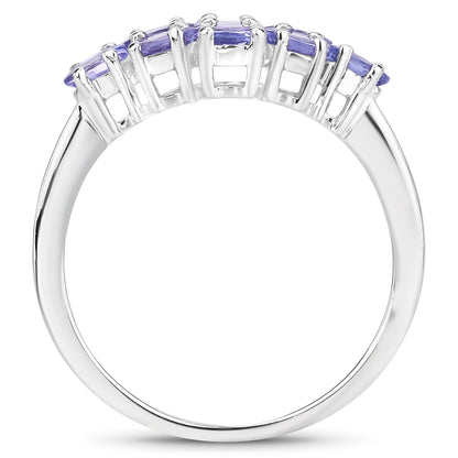 Genuine Tanzanite Sterling Silver Cluster Ring