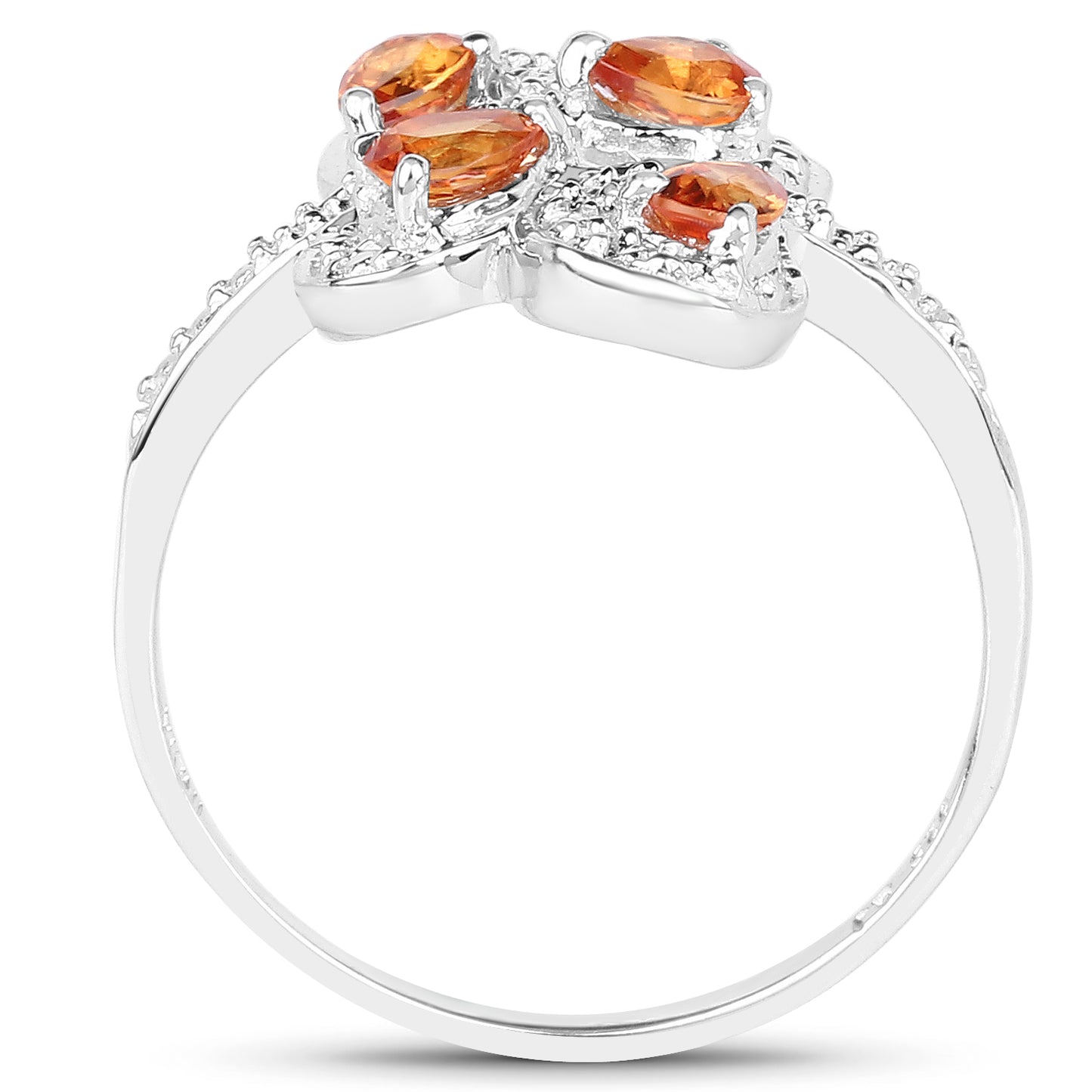 Genuine Orange Sapphire Sterling Silver Crossover Ring