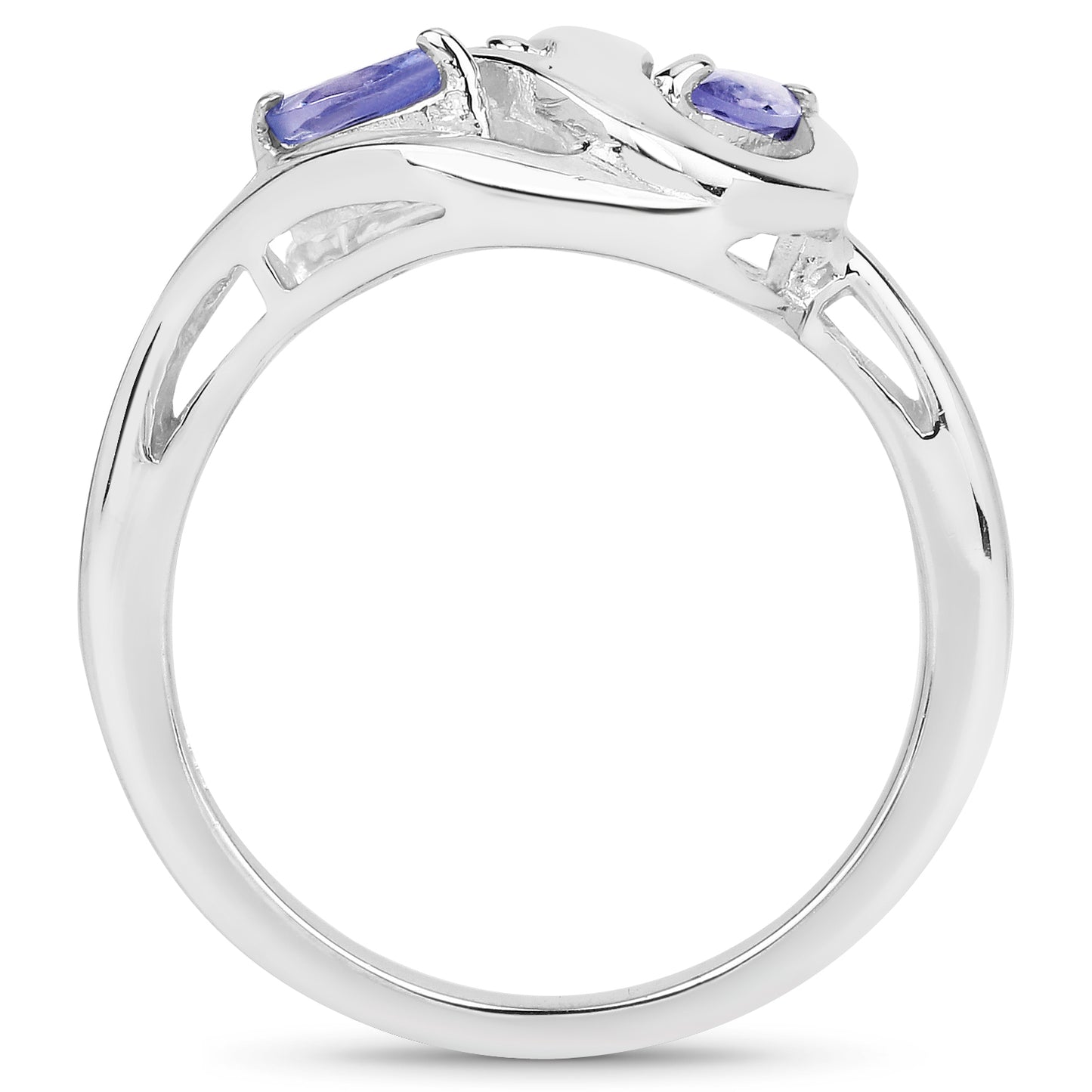 Genuine Tanzanite Sterling Silver Crossover Ring