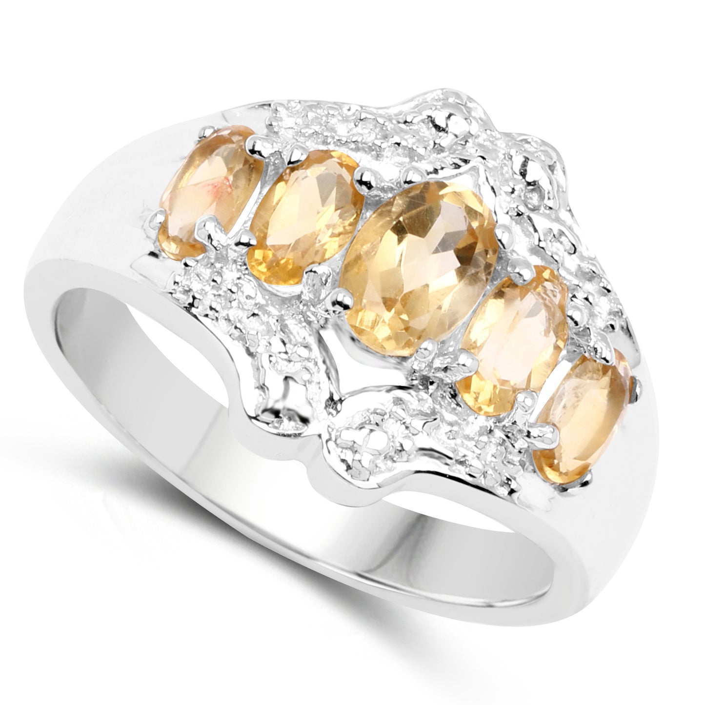 Genuine Citrine Sterling Silver Graduated Ring