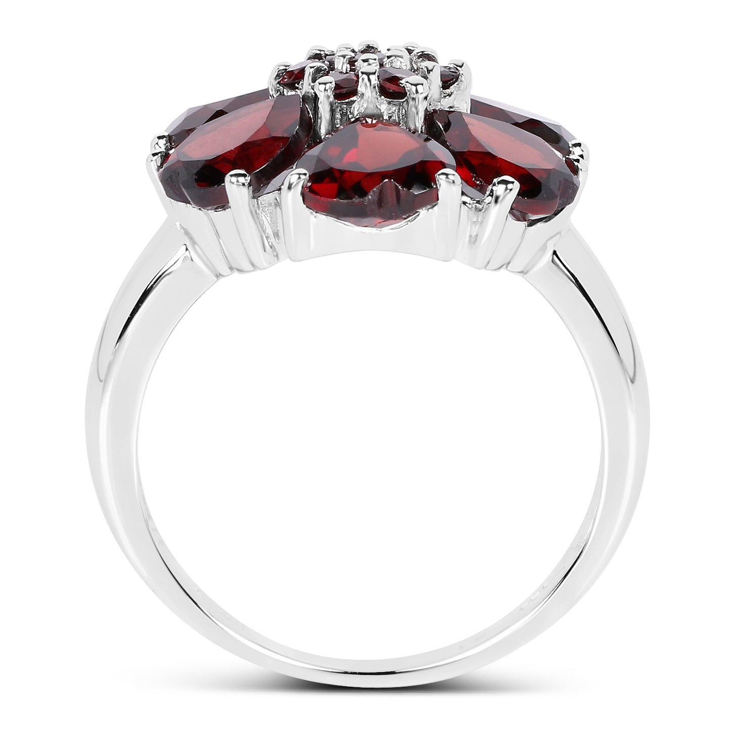 Genuine Garnet Sterling Silver Floral Ring