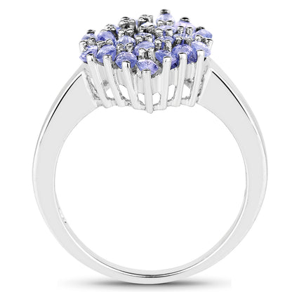 Genuine Tanzanite Sterling Silver Graduated Ring