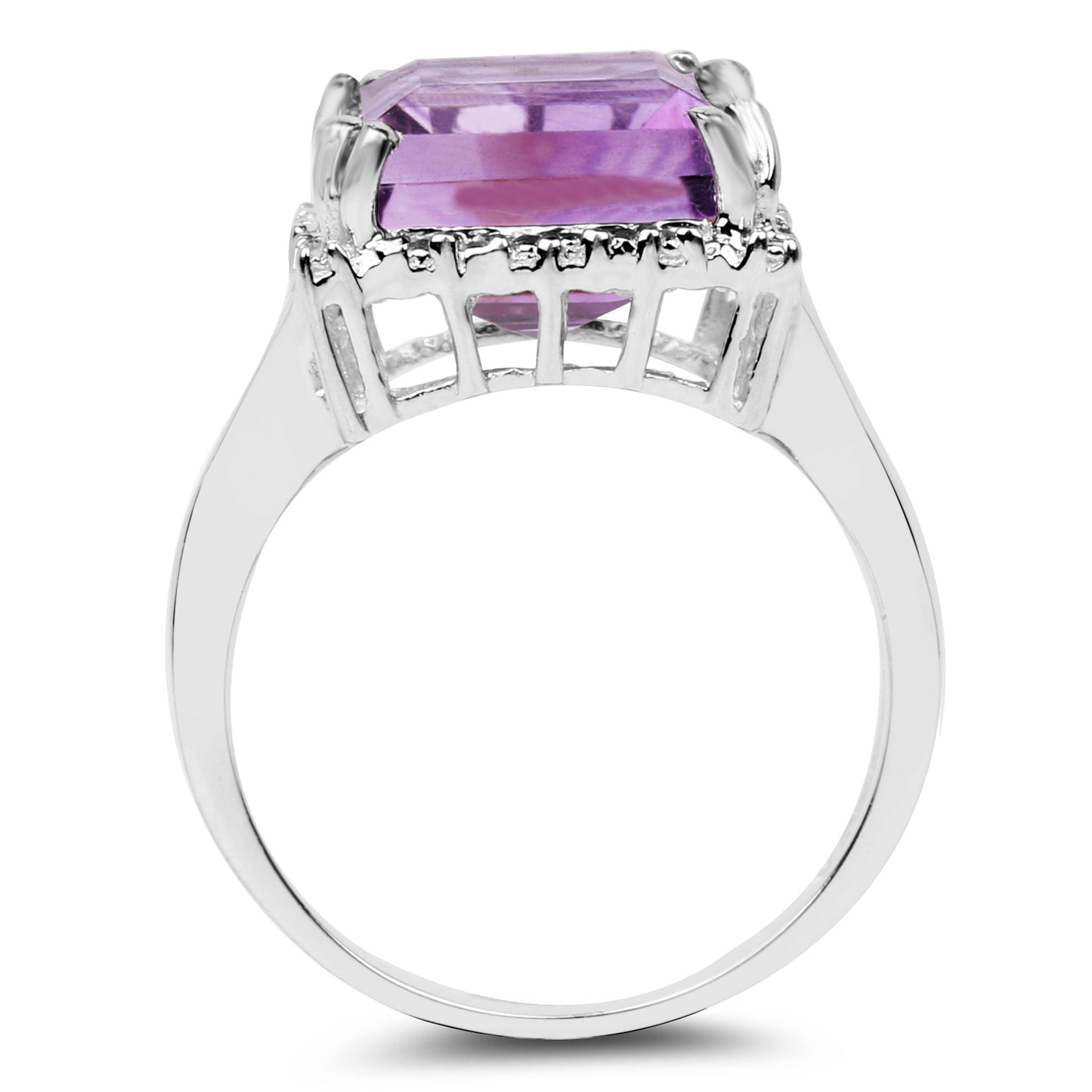 Genuine Amethyst Sterling Silver Graduated Ring