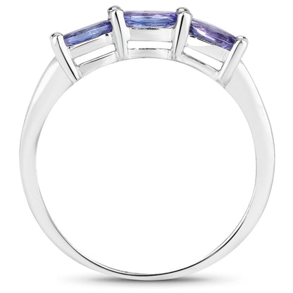 Genuine Tanzanite Sterling Silver 3-Stone Graduated Ring