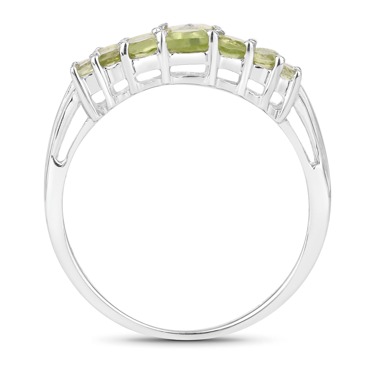 Genuine Peridot and White Diamond Sterling Silver Ring