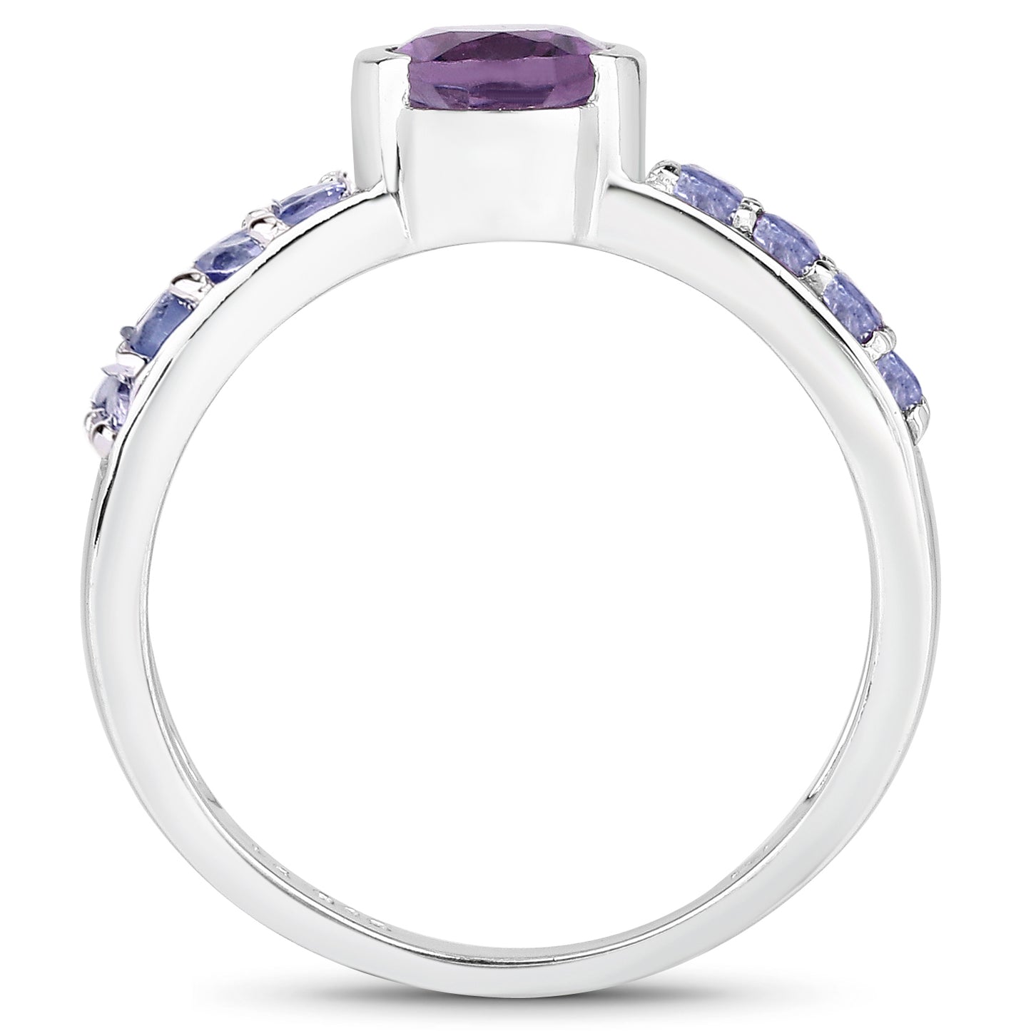 Genuine Amethyst and Tanzanite Sterling Silver Bridge Ring