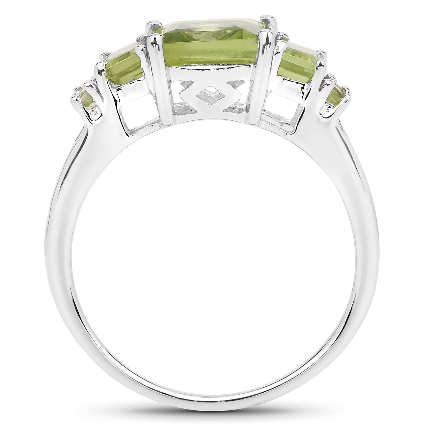 Genuine Peridot Sterling Silver Graduated Ring