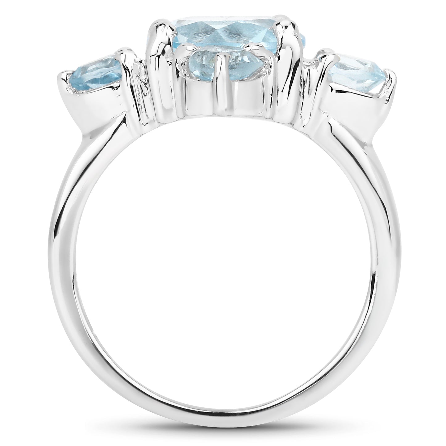 Genuine Blue Topaz Sterling Silver Floral Ring