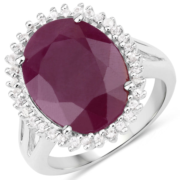 Dyed Ruby and White Topaz Sterling Silver Graduated Ring