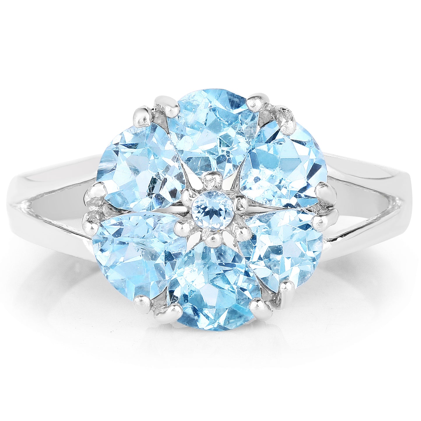 Genuine Blue Topaz Sterling Silver Graduated Ring