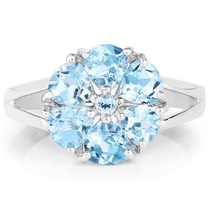 Genuine Blue Topaz Sterling Silver Graduated Ring