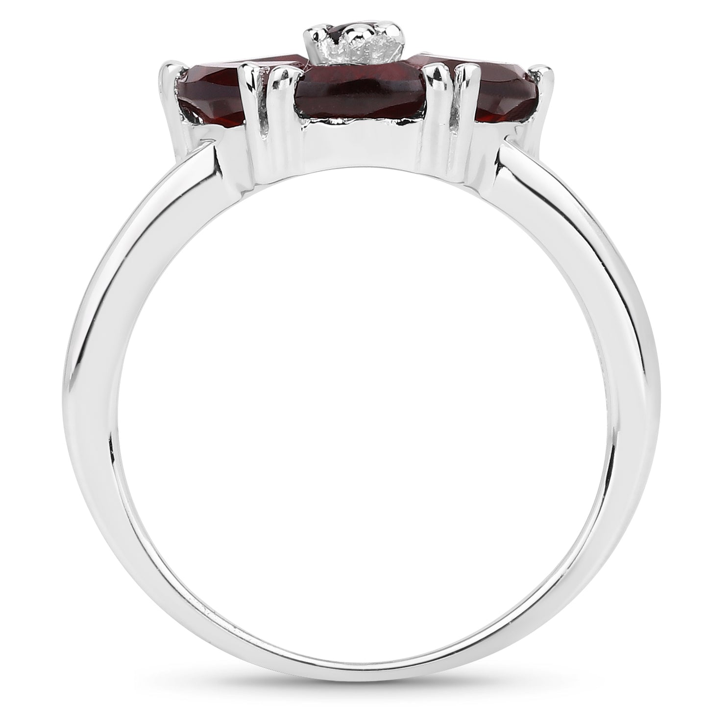 Genuine Garnet Sterling Silver Floral Ring